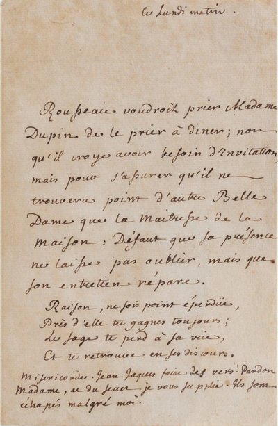 Corrispondenza tra Jean-Jacques Rousseau e Louise Dupin (1754 circa) (A05) da Jean Jacques Rousseau