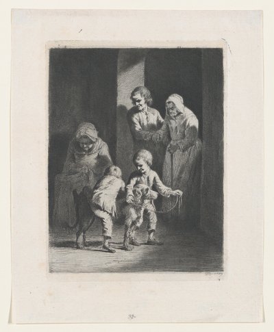 Bambini che giocano con un cane, 1789 da Jean Jacques de Boissieu