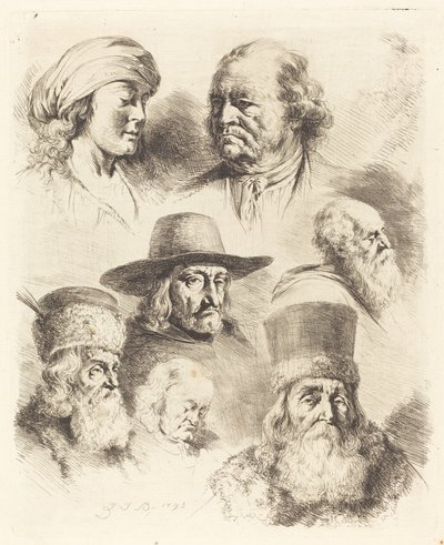 Sette studi di teste da Jean Jacques de Boissieu
