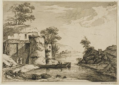 La vecchia torre al bordo di un fiume da Jean Jacques de Boissieu