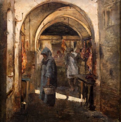 La macelleria, seconda metà del XIX secolo. (Olio su tela) da Jean Joseph Benjamin Constant