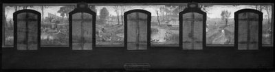 Bozzetto per il municipio di Fresnes: Le rive della Bièvre. Fresnes. Sulle rive della Bièvre. Le lavandaie. I selezionatori di farina. Le fattorie. La raccolta delle barbabietole da Jean Joseph Enders