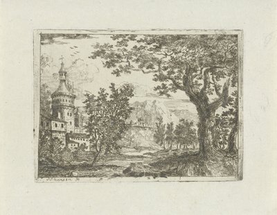 Paesaggio con torre rotonda da Jean Joseph Hanson