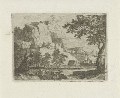 Roccia in un paesaggio fluviale da Jean Joseph Hanson