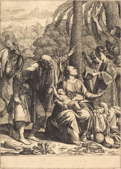 Riposo durante la fuga in Egitto da Jean Leclerc after Carlo Saraceni