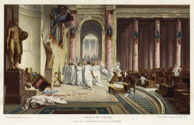 La morte di Cesare (cromolitografia) da Jean Leon (after) Gerome