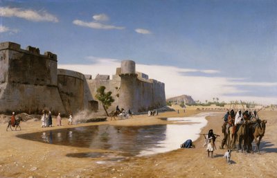Una carovana araba fuori da una città fortificata, c.1895 da Jean Leon Gerome