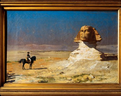 Il generale Napoleone Bonaparte (1769-1821) davanti alla Sfinge di Giza in Egitto durante la campagna d