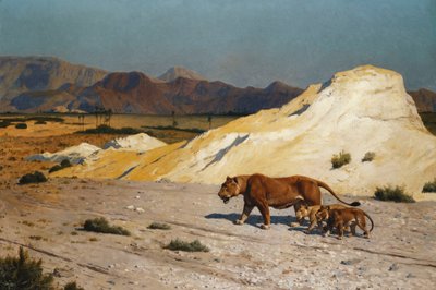 Leonessa e cuccioli da Jean Leon Gerome