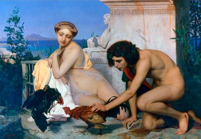 Giovani greci che incoraggiano i galli a combattere, 1846 da Jean Leon Gerome