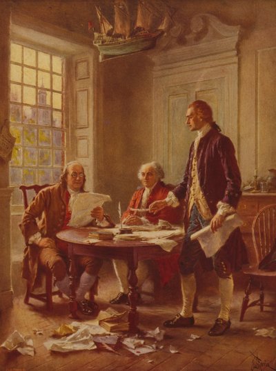 Scrittura della Dichiarazione di Indipendenza, c.1930 da Jean Leon Gerome Ferris
