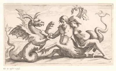 Tritone con donna in lotta con un mostro marino da Jean Lepautre (attributed to)