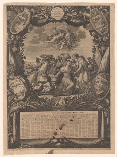 Calendario per il 1659: Allegoria sulla sottomissione delle Fiandre a Luigi XIV da Jean Lepautre