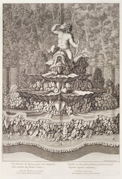 Fontana con cupido di Gaspar Marcy a Versailles, 1676 da Jean Lepautre