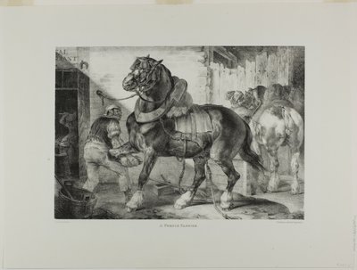 Un maniscalco francese, piatto 12 da Vari soggetti disegnati dal vero e su pietra (The English Suite) da Jean Louis André Théodore Géricault