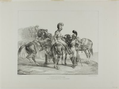 Un gruppo di guardie della vita, tavola 5 da Vari soggetti disegnati dal vero e su pietra (The English Suite) da Jean Louis André Théodore Géricault