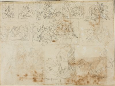 Undici schizzi compositivi da Jean Louis André Théodore Géricault