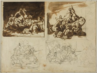 Cinque schizzi per una battaglia di cavalleria da Jean Louis André Théodore Géricault