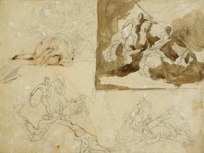 Quattro schizzi per una battaglia di cavalleria da Jean Louis André Théodore Géricault