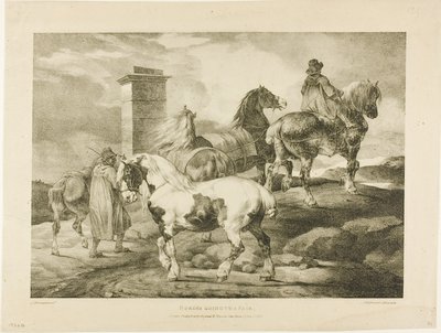 Cavalli che vanno a una fiera, tavola 3 da Vari soggetti disegnati dal vero su pietra da Jean Louis André Théodore Géricault