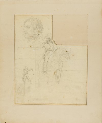 Ufficiale a cavallo e altri schizzi da Jean Louis André Théodore Géricault