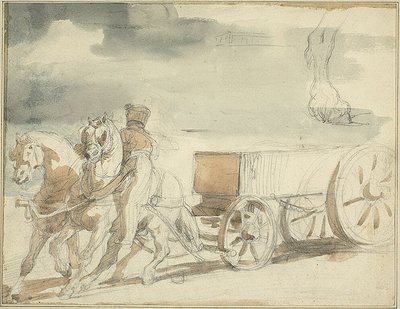Carrello delle munizioni trainato da due cavalli da Jean Louis André Théodore Géricault