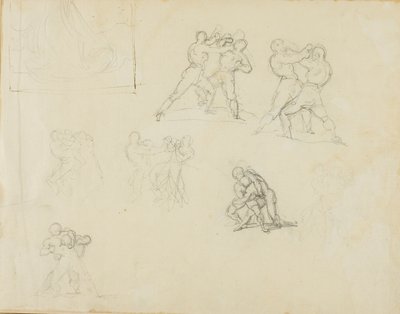 Sette schizzi di coppie di pugili o lottatori da Jean Louis André Théodore Géricault