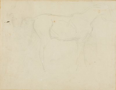Schizzo di un cavallo rivolto a destra e caricatura di profilo da Jean Louis André Théodore Géricault