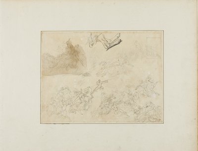Schizzi per una battaglia di cavalleria; le zampe posteriori di un cane da Jean Louis André Théodore Géricault