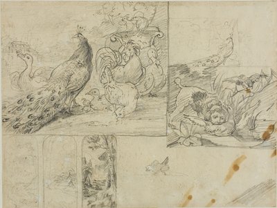 Schizzi di paesaggi decorativi e composizioni di animali da Jean Louis André Théodore Géricault