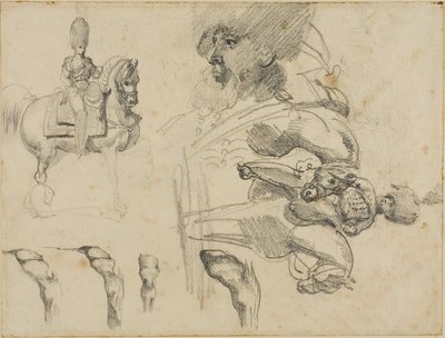 Schizzi di cavalli, soldati e zoccoli da Jean Louis André Théodore Géricault