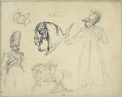 Schizzi di cavalli e soldati da Jean Louis André Théodore Géricault