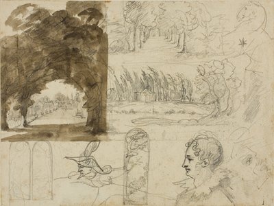 Schizzi di vedute del parco, teste, un cavallo da Jean Louis André Théodore Géricault