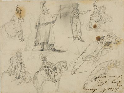 Schizzi di soldati e cavalli da Jean Louis André Théodore Géricault
