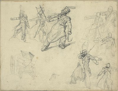 Studi di un granatiere e di un carrello per munizioni da Jean Louis André Théodore Géricault