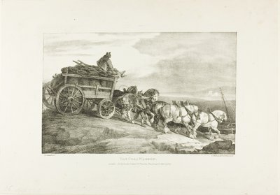 Il vagone del carbone, tavola 7 da Vari soggetti disegnati dal vero su pietra da Jean Louis André Théodore Géricault
