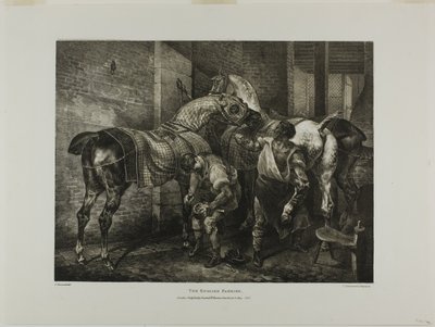 Il maniscalco inglese, tavola 10 da Vari soggetti disegnati dal vero e su pietra (The English Suite) da Jean Louis André Théodore Géricault