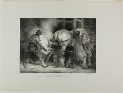 Il maniscalco fiammingo, tavola 4 da Vari soggetti disegnati dal vero e su pietra (The English Suite) da Jean Louis André Théodore Géricault
