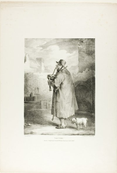 Il pifferaio, tavola uno da Vari soggetti disegnati dal vero sulla pietra da Jean Louis André Théodore Géricault