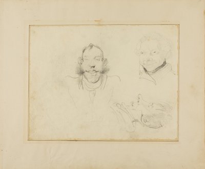 Tre caricature di teste da Jean Louis André Théodore Géricault
