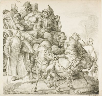 Vagone carico di soldati feriti da Jean Louis André Théodore Géricault