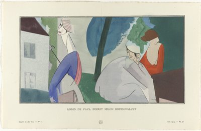 Gazette du Bon Ton, 1914 - No. 6, Pl. 56: Robes de Paul Poiret secondo Boussingault da Jean Louis Boussingault
