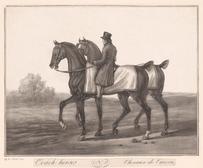 Cavaliere accompagna due cavalli Chevaux de Carosse da Jean Louis Darcis (attributed to)