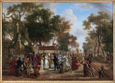 La processione del Corpus Christi in un villaggio da Jean Louis Demarne