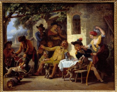 Saltimbanchi davanti a una locanda. Dipinto di Jean Louis Demarne. 1823 Grenoble, Museo delle Belle Arti da Jean Louis Demarne