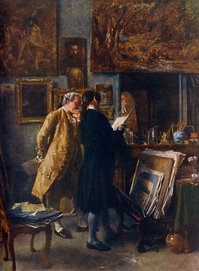 Un Artista che Mostra il suo Lavoro, c1850, 1912 da Jean Louis Ernest Meissonier
