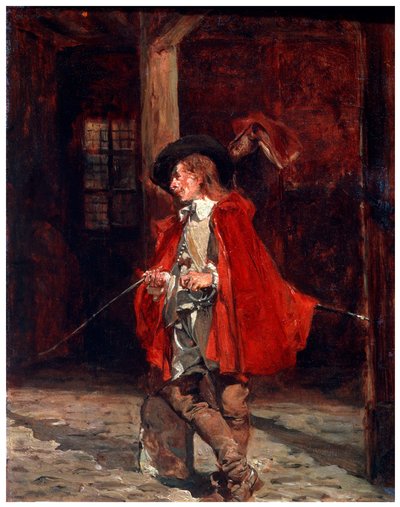 Bretteur Spadaccino in un mantello rosso, XIX secolo da Jean Louis Ernest Meissonier