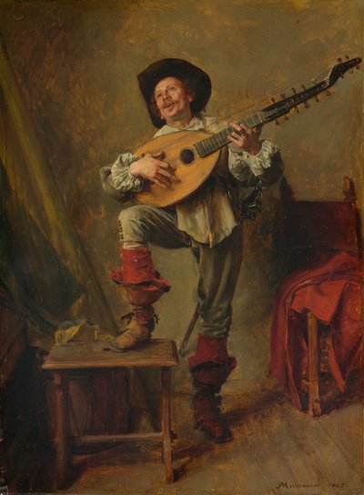 Soldato che suona il tiorba, 1865 da Jean Louis Ernest Meissonier