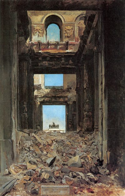 Le rovine del Palazzo delle Tuileries dopo la Comune del 1871, 1877 da Jean Louis Ernest Meissonier
