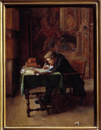 Giovane uomo che scrive nel suo ufficio da Jean Louis Ernest Meissonier